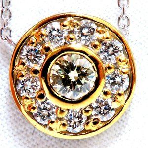 GIA Certified .55ct Diamond Cluster Necklace Circular Revolver*